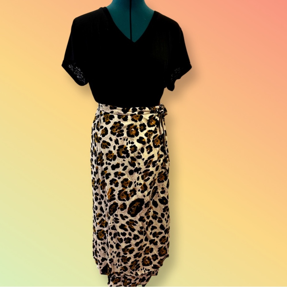 Leopard Print Wrap Skirt